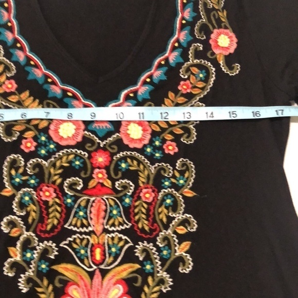 Soft Surroundings embroidered black long top - Picture 3 of 8